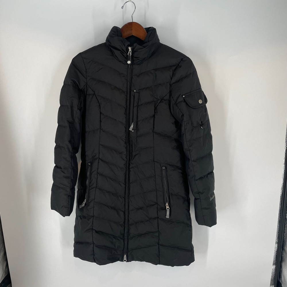 Eddie Bauer Womens Black Quilted Down Puffer Jacket Full Zip Pockets Size S